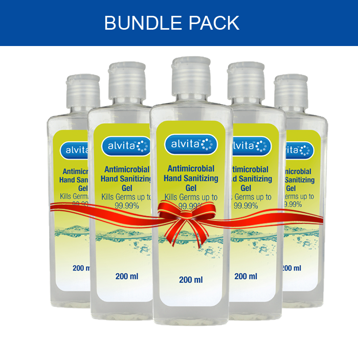 Bundle Pack - Alvita Antibac Hand Gel 200Ml (Pack of 5)